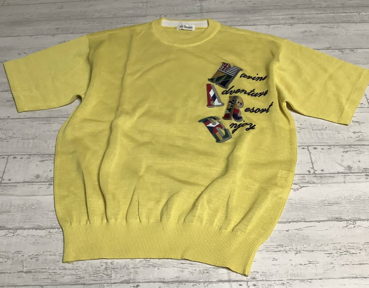タグなしサービス 新品未使用 激レア ピアスポーツ 定価23,000円程 Lサイズ カットソー 半袖ニット イエロー系拍卖
