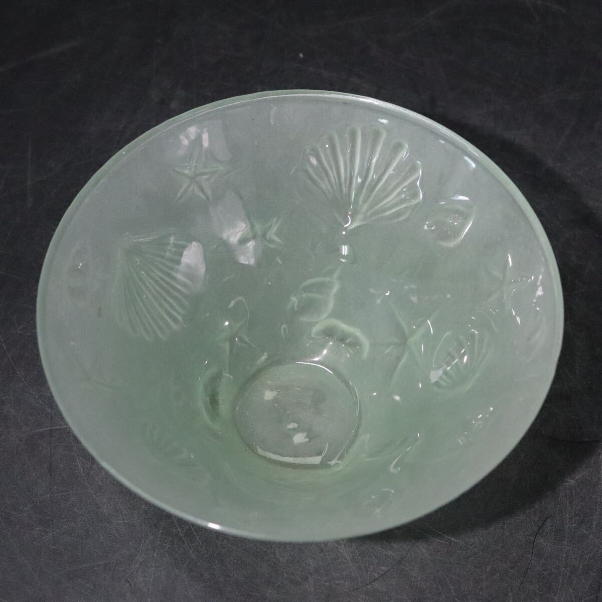 ヴィンテージ スモークガラス 貝殻 ガラス鉢 / ガラス アンティーク 菓子鉢 菓子器 .B909拍卖