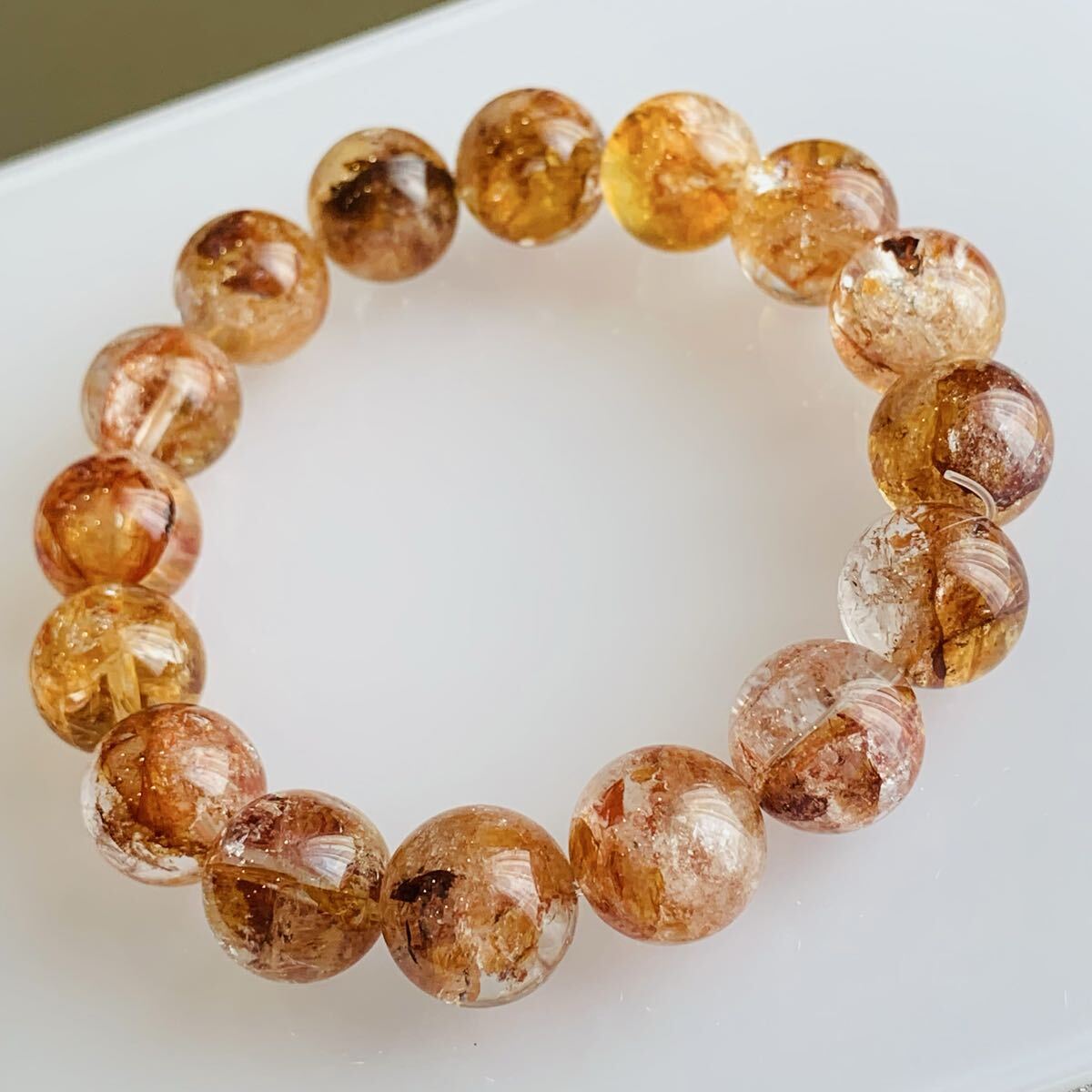 オーロラクォーツ オーラクォーツ ヘマトイドクォーツ リモナイトイングクォーツ ブレスレット 天然石 パワーストーン【K205】拍卖