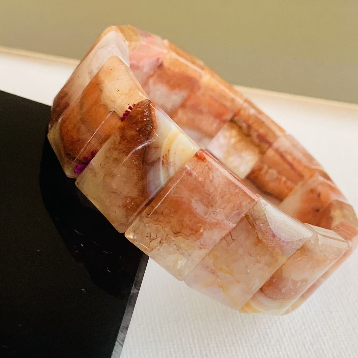 オーラライト23 メノウ 共生 ブレスレット バングル  天然石 幸運水晶【K231】拍卖