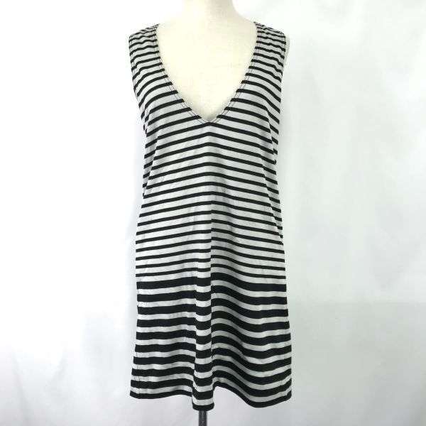 MICHEL KLEIN/ミッシェルクラン★ジャンパードレス【38/M/black×lightgray】ボーダー柄/ノースリーブワンピース/Jumper◆BH631拍卖