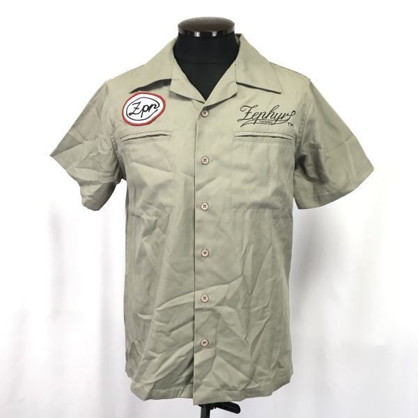 ZEPHYR/ゼファー★半袖ワークシャツ/オートバイ/バイク【Mens size -L/カーキ】Tops/Shirts◆BH93拍卖