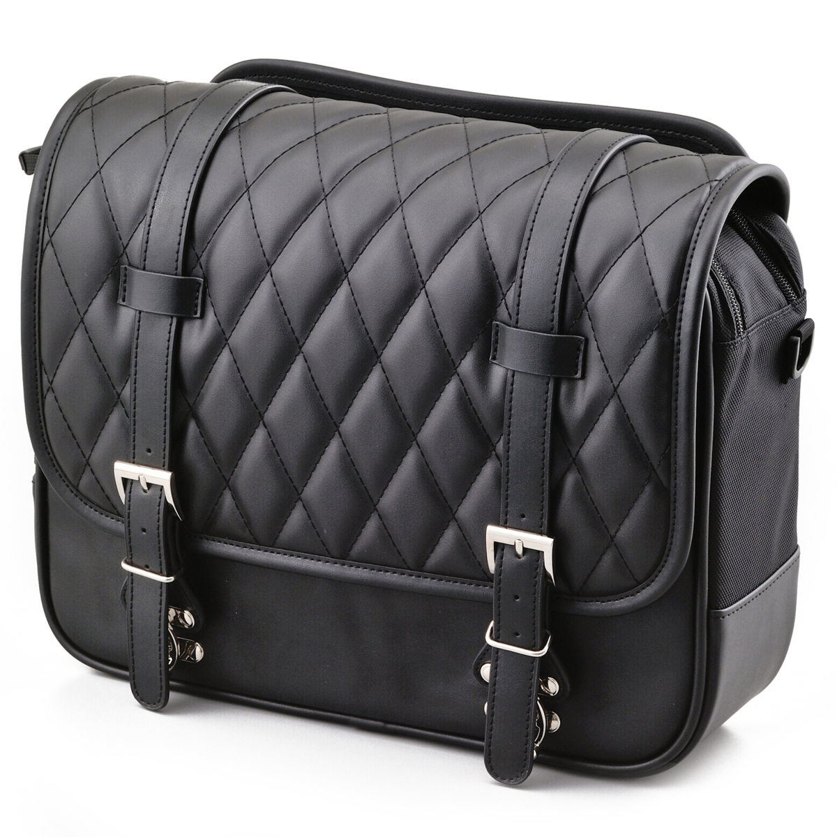 24364 デイトナ ヘンリービギンズ DHS-21 サドルバッグ(合皮+1680Dポリエステル) ダイヤパターン ブラック 12L拍卖