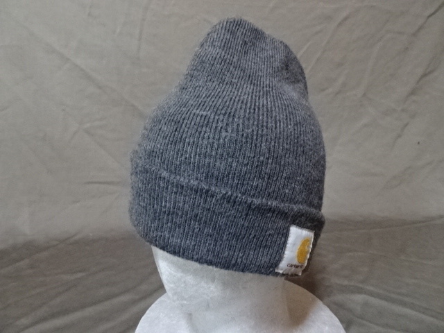 激レア USA購入【MADE IN CANADA】人気ワーク系ブランド カーハート【CARHARTT】製 ロゴマーク付 ニット キャップ ダークグレー 中古品拍卖