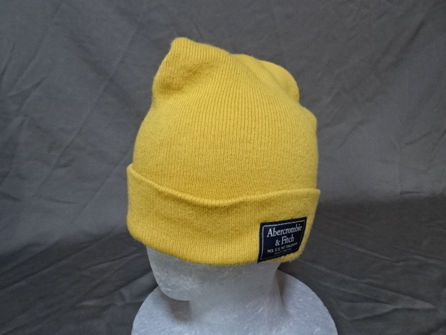 ◆ 激レア USA購入 アバクロンビー&フィッチ 【Abercrombie & Fitch】 社製 ロゴマーク付 ニットキャップ イエロー 中古品 ◆拍卖