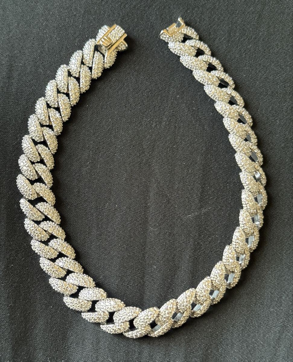 【国内最安値】Silver 925 ジルコニア キューバンブレスレット bracelet 8mm CZ ダイヤモンド シルバー Moissanite avaritia avalanche拍卖