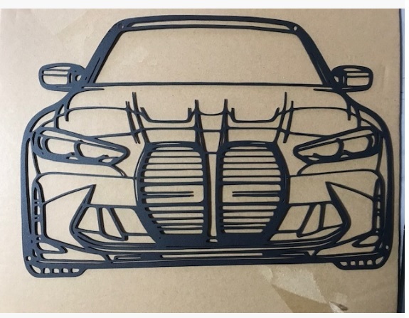 誰も持ってない? 送料無料!お部屋に・玄関・ガレージに! BMW M3 M4 G80 フロントシルエット 大盤 アート金属パネル拍卖