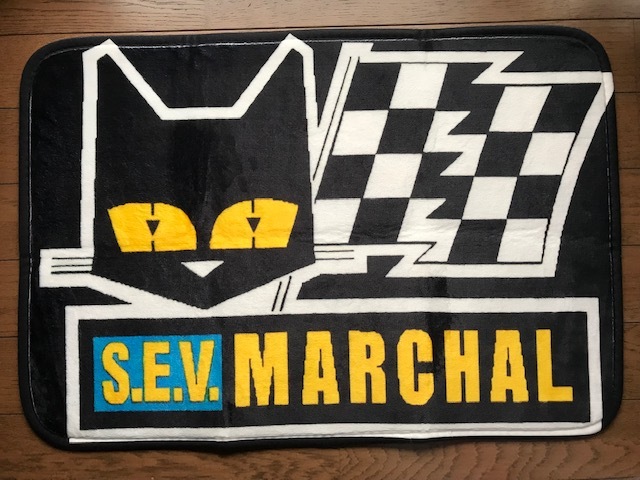 値下げ!日本全国送料サービス!誰も持ってない?マーシャル MARCHAL 黒猫ロゴ 黒タイプ 部屋マット・デスク下マット・玄関マット!拍卖