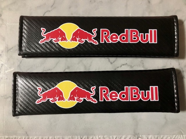目立つ!かっこいい!レッドブル RED BULLロゴ 2本1セット カーボン調シートベルトカバー送料無料! 拍卖