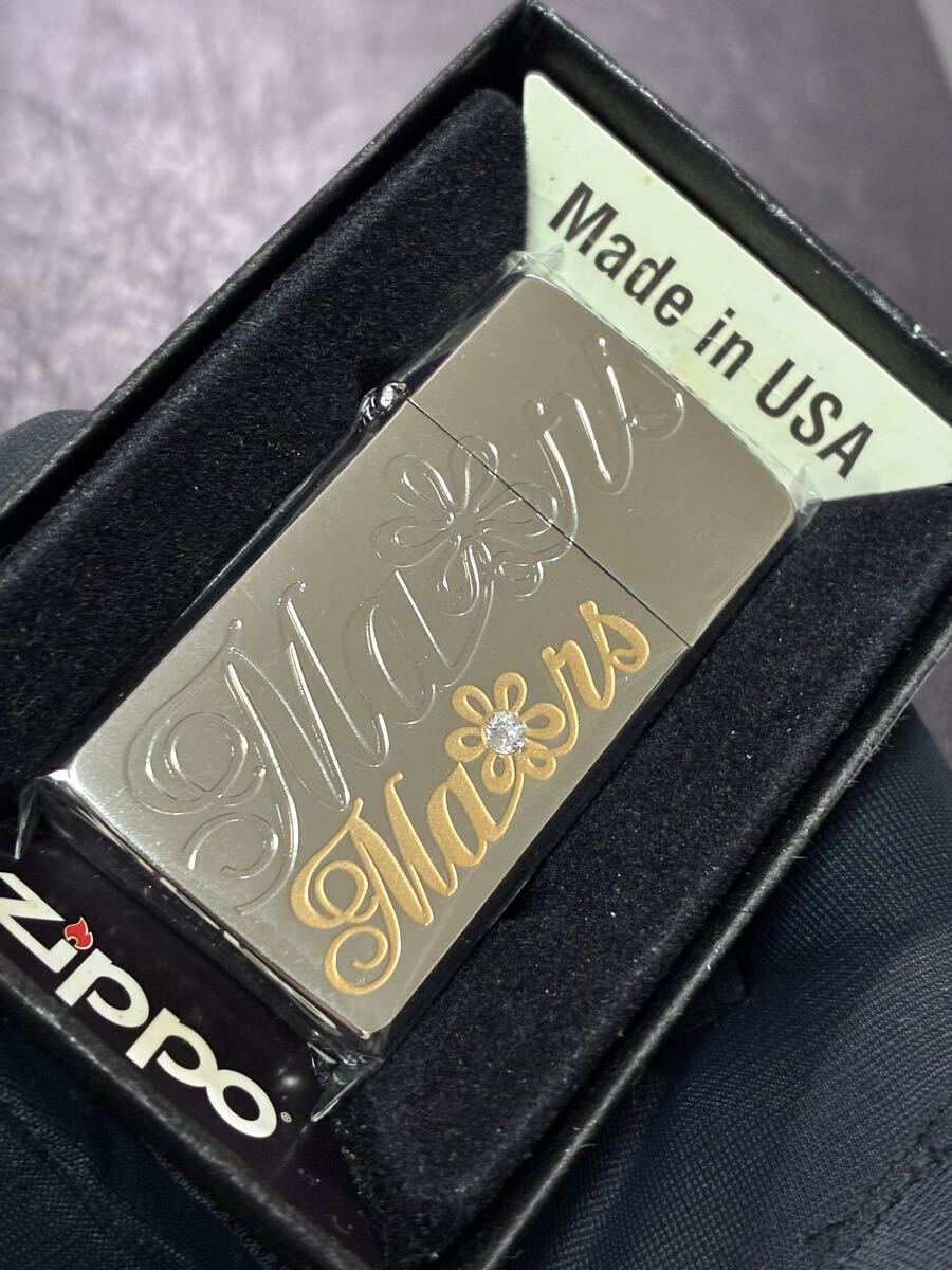 zippo シルバー スワロフスキー スリム 希少モデル 2011年製 シルバーインナー 2011年製 ケース 保証書付き拍卖