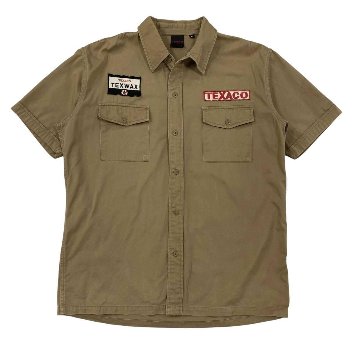 TEXACO(テキサコ)半袖 ワークシャツ ワッペンロゴ メンズM ブラウン系拍卖