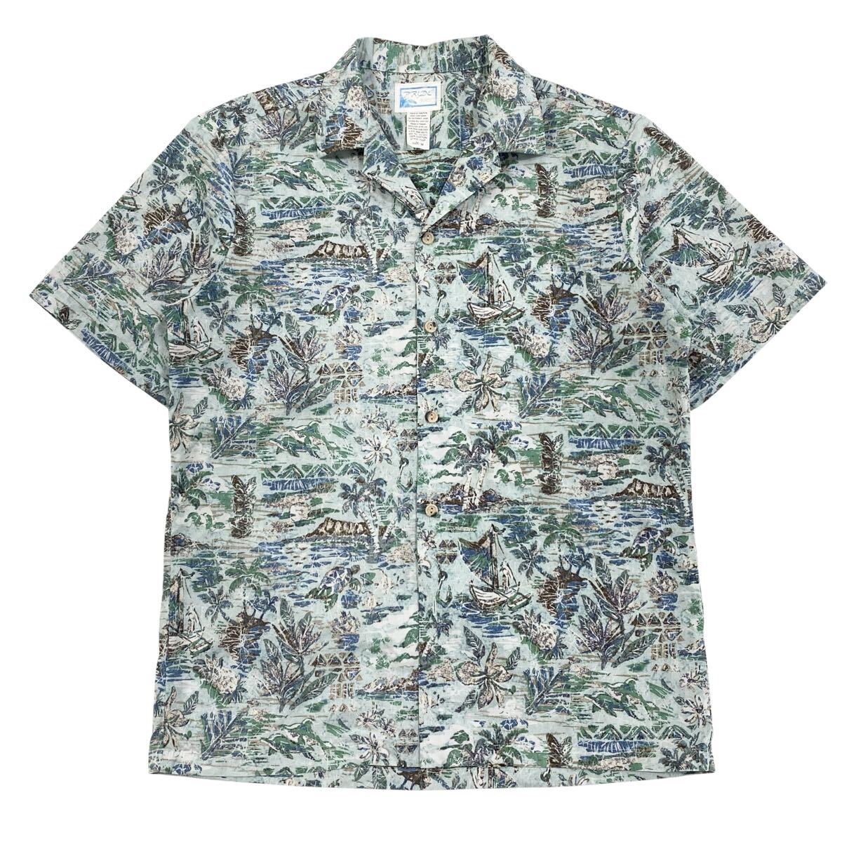 ハワイ製 PRIDE(プライド)アロハシャツ 開襟 ハワイアンシャツ リバースプリント メンズM拍卖