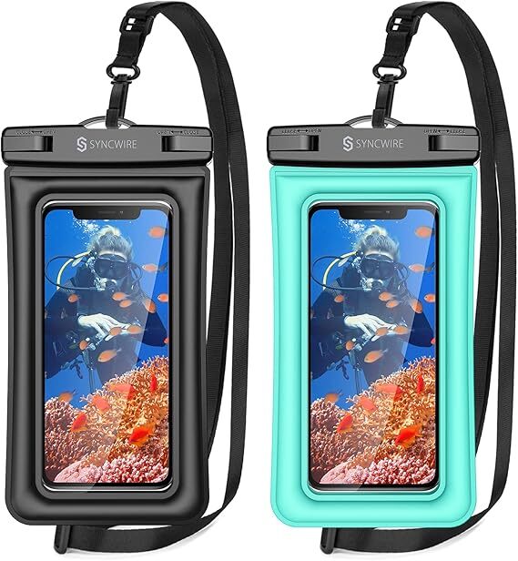 2枚セット Syncwire 防水ケース スマホ 防水ケース IPX8認定 完全密封 iPhone/Android対応 7インチ以下全機種対応(ブラック+グレーン)拍卖