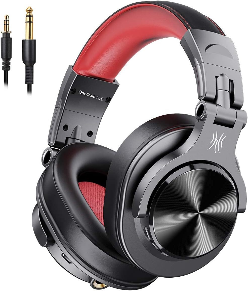 【セール】OneOdio A70 Bluetooth ヘッドフォン オーバーイヤー ワイヤレスヘッドホン 72時間 3.5mm/6.35mm ジャック共存 赤黒拍卖