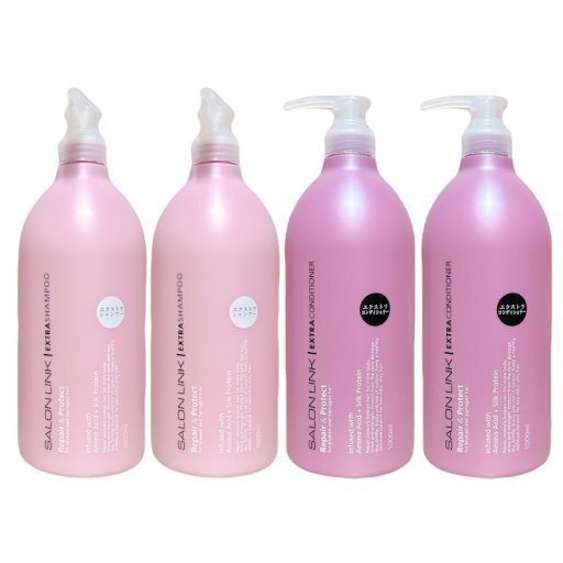 サロンリンクエクストラ シャンプー コンディショナー1000ml 各2個セット アミノ酸シャンプー ピンク2紫2拍卖
