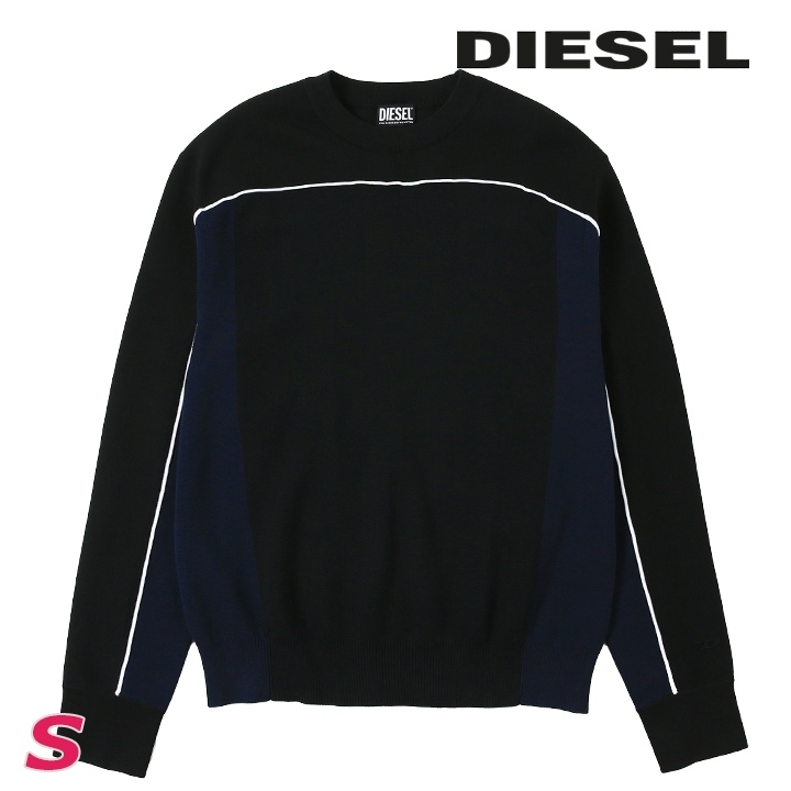 ディーゼル DIESEL 長袖ニットセーター メンズ ワンポイントロゴ刺繍 切替 K-WICHITA拍卖