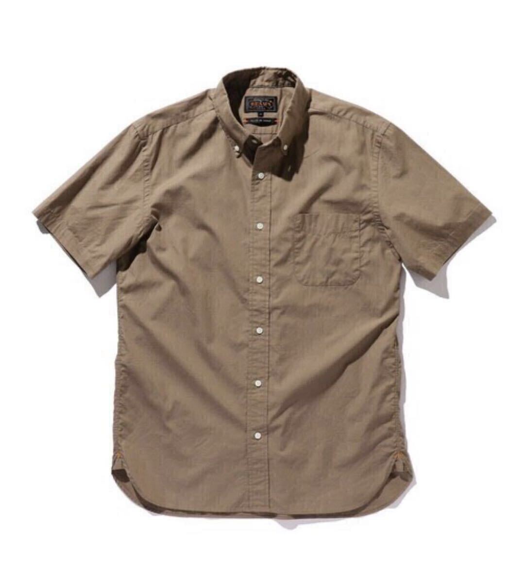 BEAMS PLUS / カラーブロード ショートスリーブ ボタンダウン シャツ M ベージュ拍卖