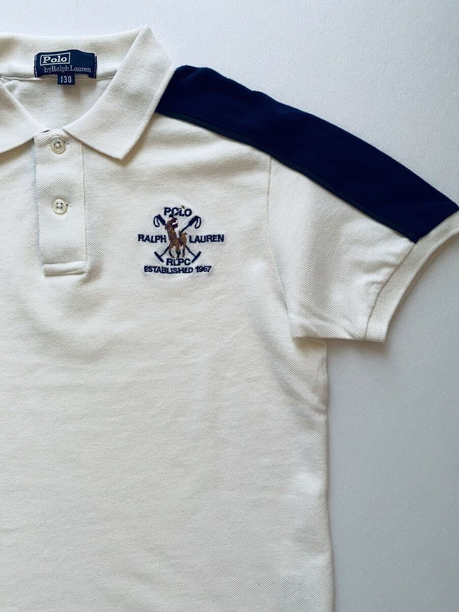 極美品◆ポロラルフローレン 肩ライン入り 半袖ポロシャツ 130 POLO RALPH LAUREN拍卖