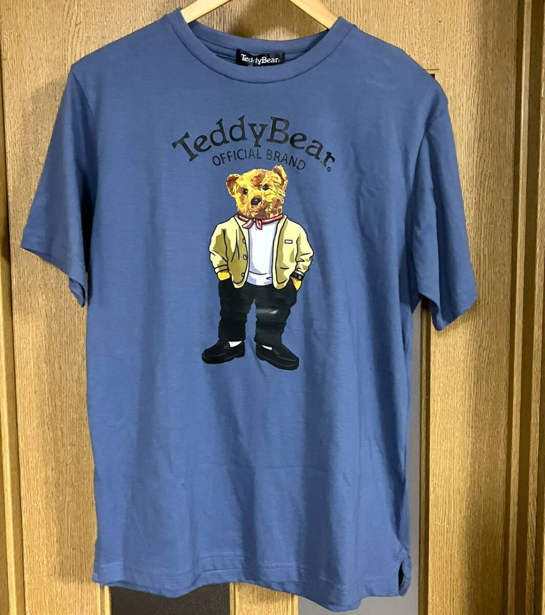 新品 タグ付き テディベア Tシャツ メンズMサイズ 青系 綿100%拍卖
