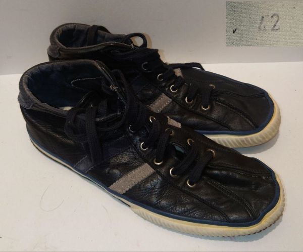 ★美品★maccheronian ブラック レザースニーカー 約27 マカロニアン★拍卖