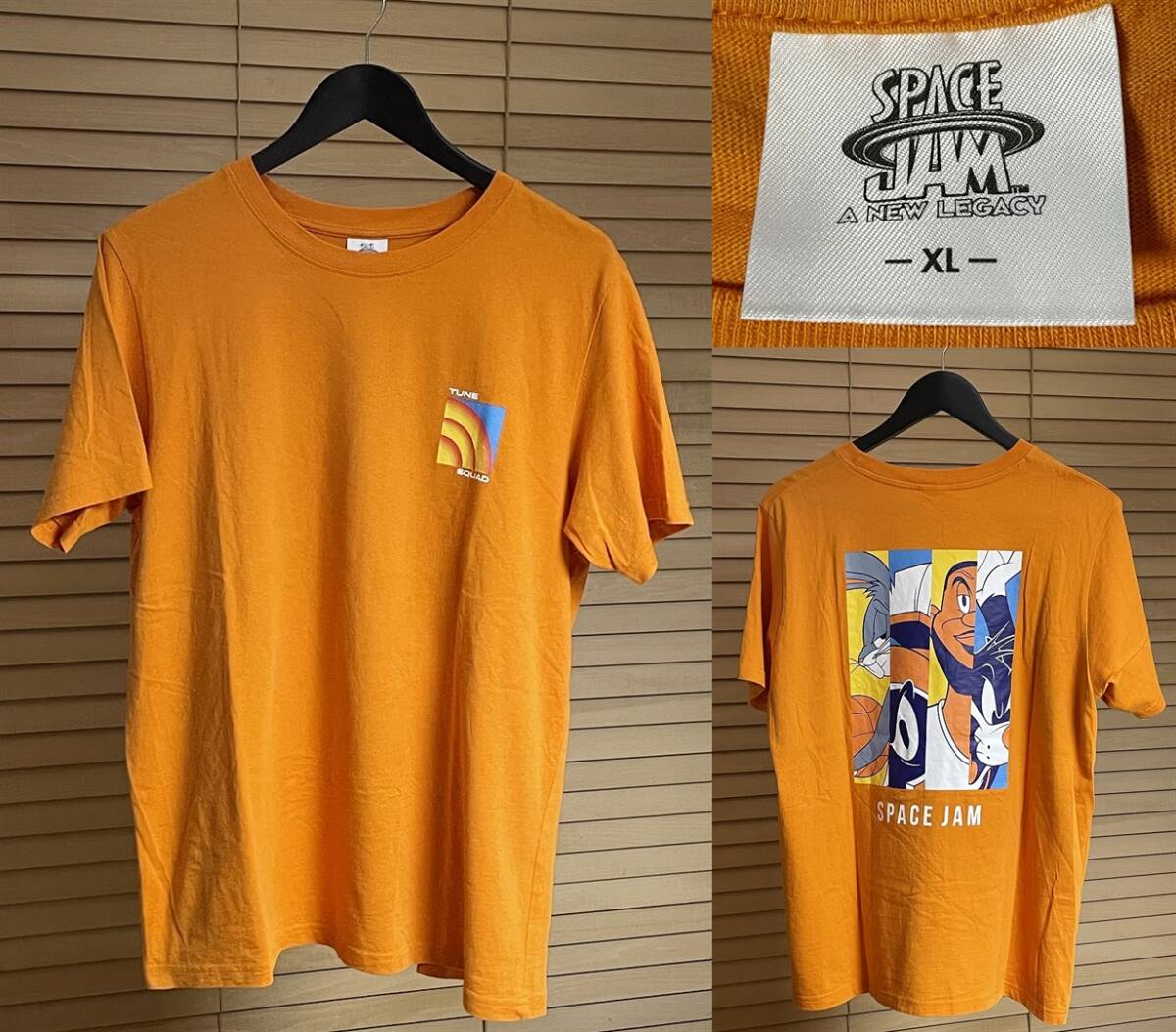 【激安1点のみ 国内正規品】GU × SPACE JAM ジーユー × スペース・ジャム TUNE SQUAD 半袖 Tシャツ XL オレンジ コットン 映画 ムービー拍卖