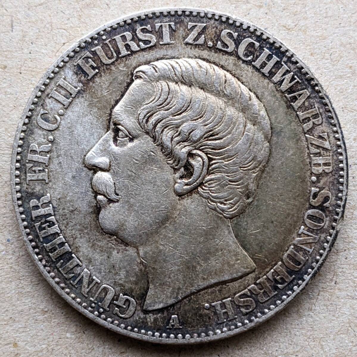 1870年 ドイツ シュワルツブルグ・ゾンダーズハウゼン 1ターラー 銀貨 ベルリンミント VF拍卖