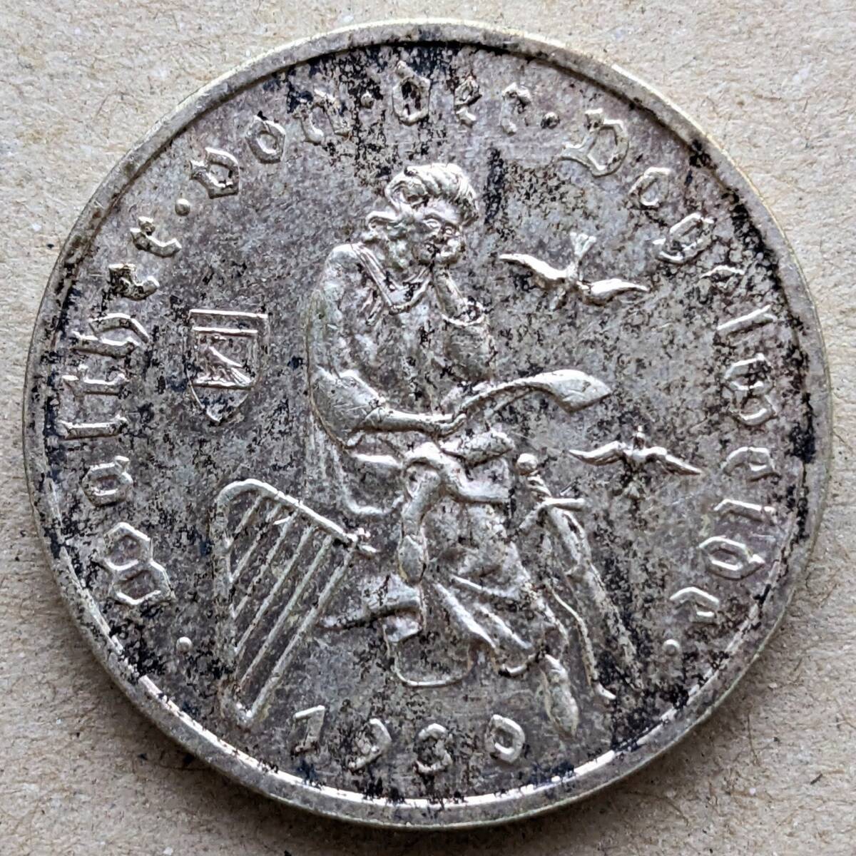 1930年 ドイツ ワイマール フォーゲルワイデ没後700周年 3ライヒスマルク 3マルク 銀貨 UNC ハンブルクミント拍卖