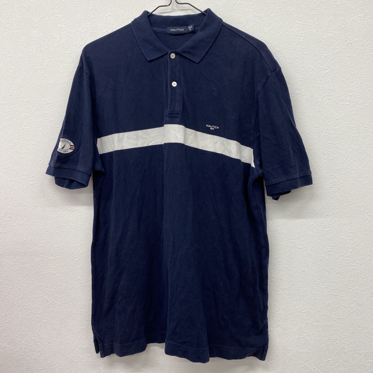 NAUTICA メンズ 半袖ポロシャツ  ネイビー  XLサイズ  ス18拍卖