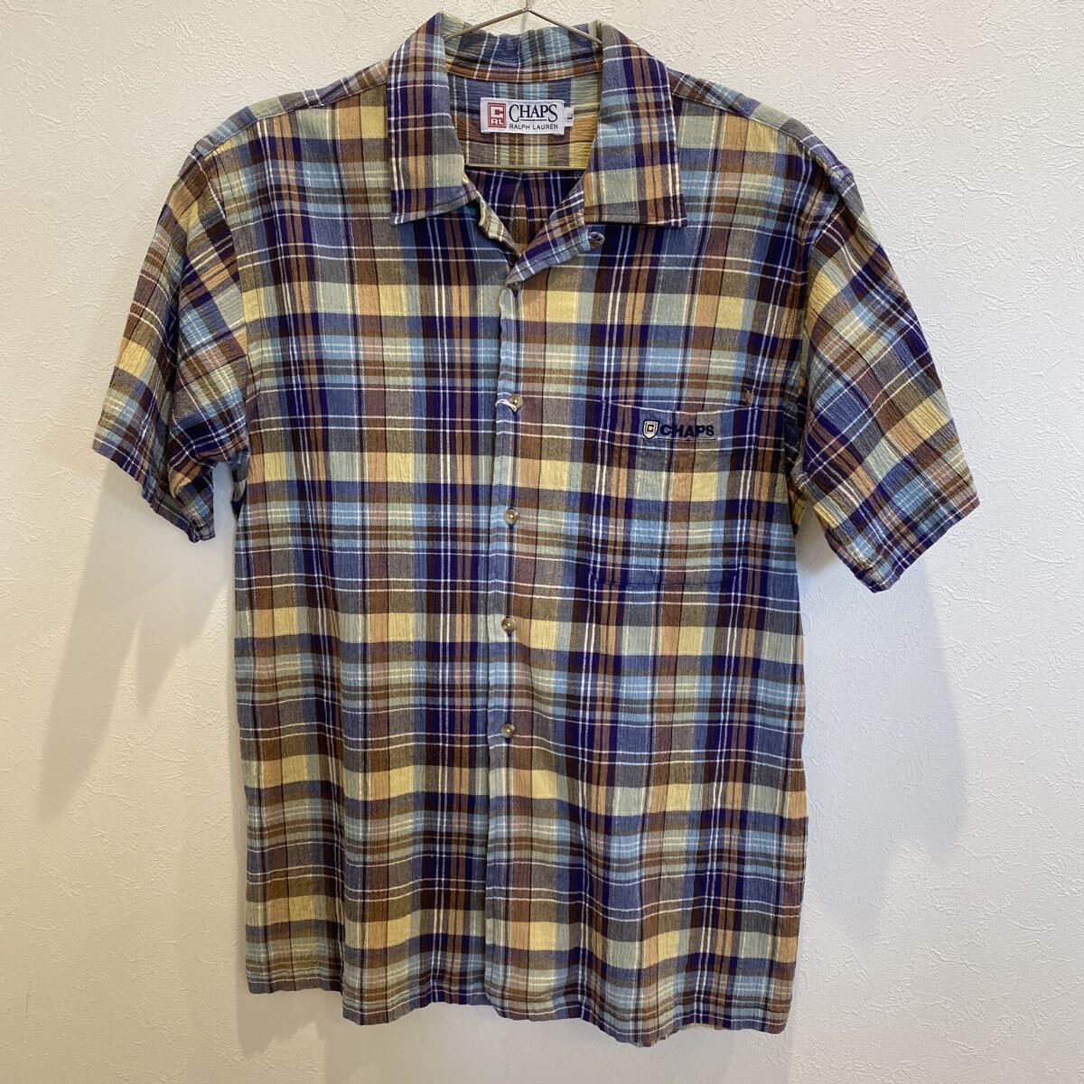 CHAPS チャップス ラルフローレン  オープンカラー 半袖シャツ チェック柄L い29拍卖