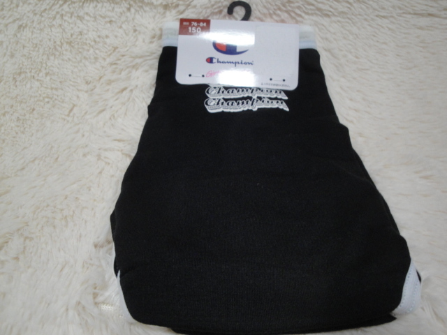 S新品150-608 CHAMPION ジュニアショーツ 黒ロゴバック+黒 ゴム部ロゴ 2枚組拍卖