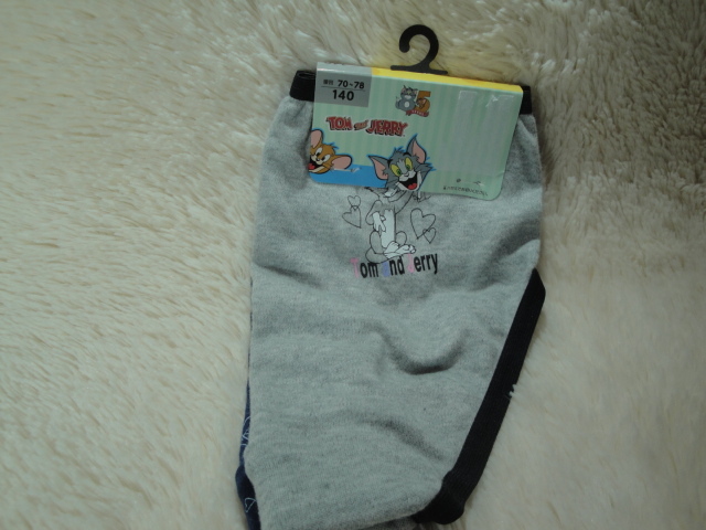 S新品140-656 TOM&JERRY ジュニアショーツ グレーワンポイント + 濃紺総柄(新柄) 2枚組拍卖