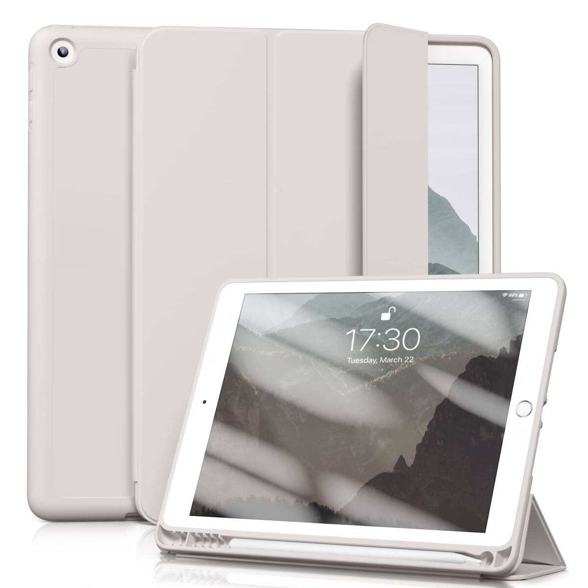 Pencilペン収納・ホルダー付 Apple スマートカバー オートスリープ/ウェイク機能対応 ソフト ケース (2018/201拍卖