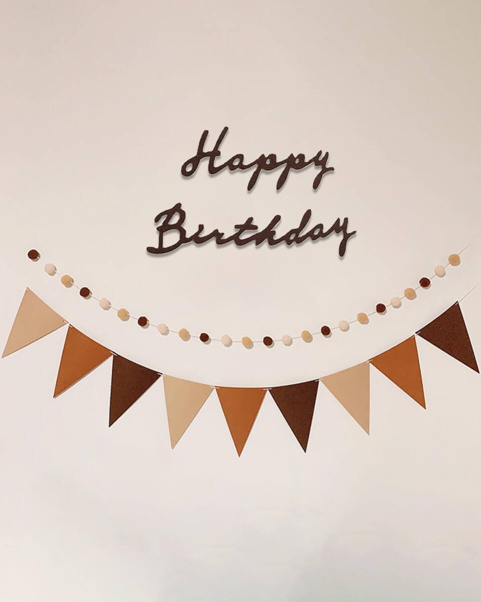 birthday happy フグボールガーランド 三角旗ガーランド 大人 男の子 女の子 壁掛け フェルト生地 装飾 シンプル 拍卖