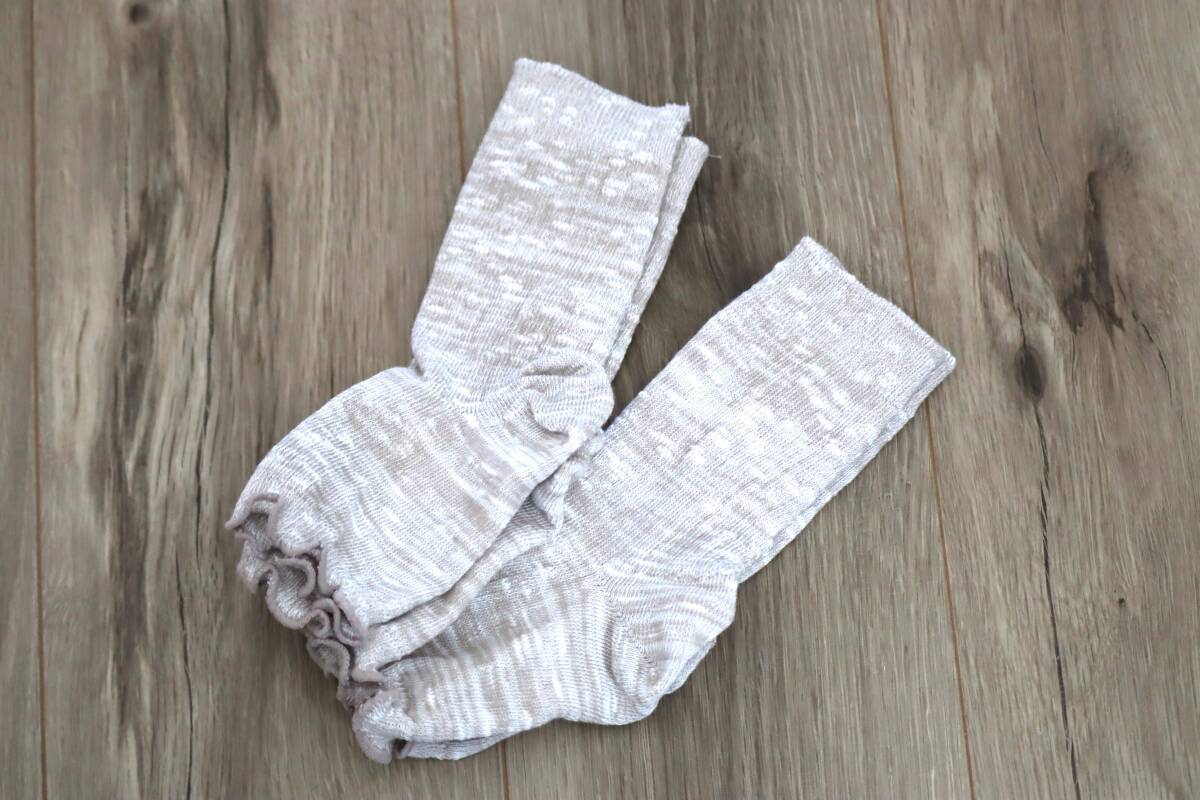 147 未着用品 サンダルソックス ライトグレージュ リブ編み コットン 綿 くすみカラー つま先なし オープントゥ  日本製拍卖