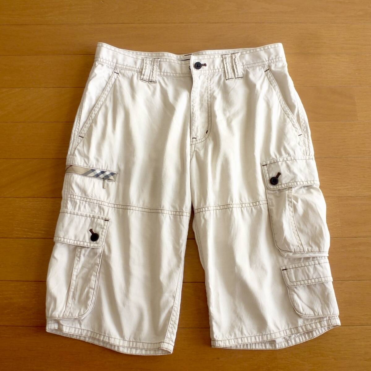 BURBERRY BLACK LABEL BLACK バーバリーブラックレーベル カーゴ ハーフパンツ ホース刺繍 ノバチェック入り 即決あり!拍卖