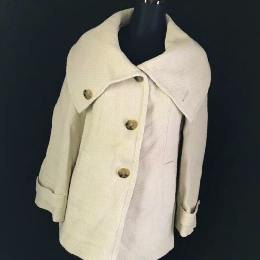 ロートレアモン ビックカラー ウールコート サイズ2 オフホワイト ベージュホワイト 管NO. 8-015拍卖