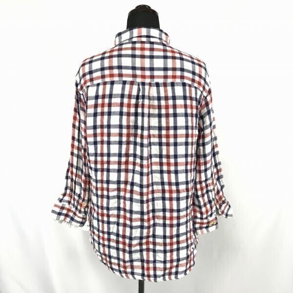 送料込★Simplicite Plus/シンプルシテェプリュス★七分袖シャツ【38/レディースM/赤系/チェック柄】胸元ポケット◆BF684拍卖