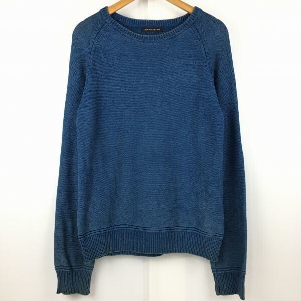 AMPHIBIAN/アンフィビアン コットン/丸襟セーター サイズM 青/ブルー 管NO.A20-24拍卖