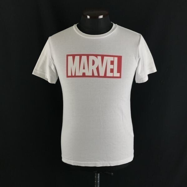 送料込★マーベル/MARVEL×GU★半袖Tシャツ【メンズS/白/ホワイト/ボックスロゴ】◆BF634拍卖