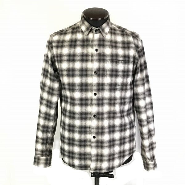 送料込/タケオキクチ★チェック柄/フランネルシャツ【メンズL/黒×白】胸ポケット/TK mixpice/THE SHOP TK◆BF60拍卖