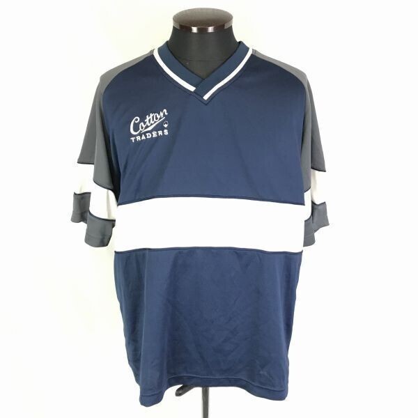 送料込★コットントレーダーズ★ラグビー/ラガーシャツ/半袖シャツ【メンズM/紺系】Cotton Traders◆BF305拍卖