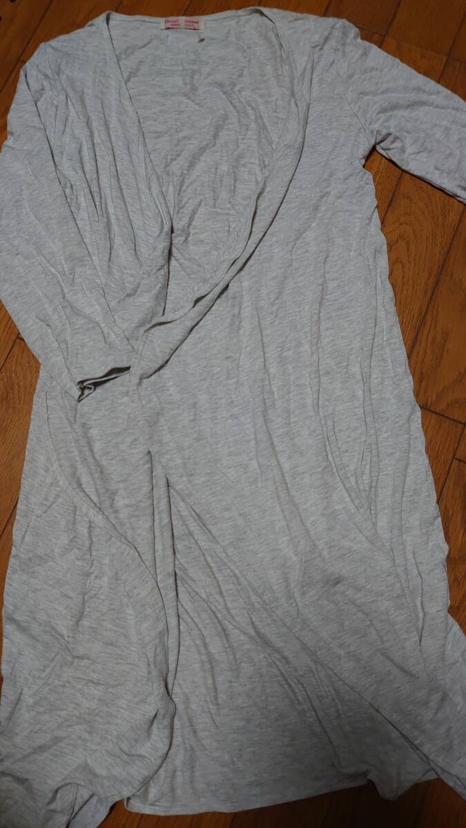 新品 七分袖ロング丈カーディガン ライトグレー羽織に超ストレッチ肌触り良ワンピース キャミソールに拍卖
