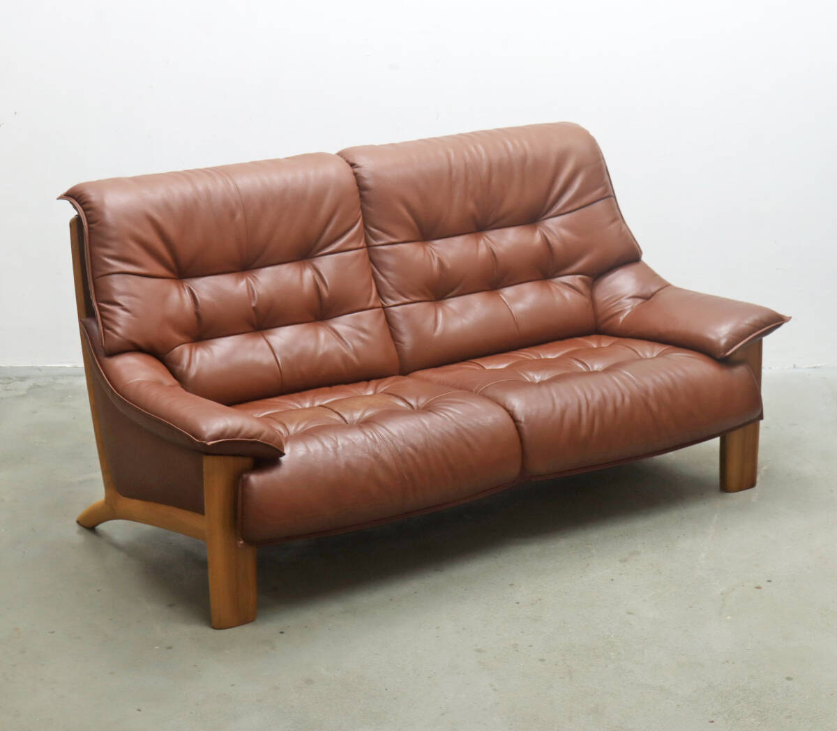 ◆karimoku カリモク ZU49シリーズ 本革 2Pソファ レザー ウォールナット 2シーター/B&Bカッシーナアルフレックス/PHT12082◆拍卖
