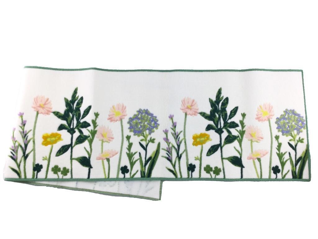 キッチンマット 吸水 日本製 抗菌防臭 45x180cm ボタニカルガーデン柄 グリーン拍卖