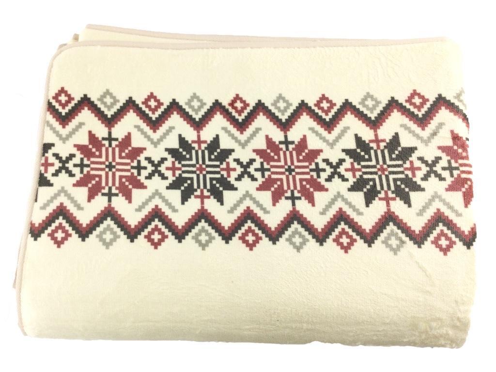 ラグ ボア素材 2畳 185x185cm ノルディック 北欧柄 レッド系拍卖