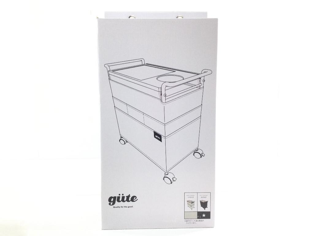 天然木を使用した収納サイドワゴン gute グーテ グレー拍卖