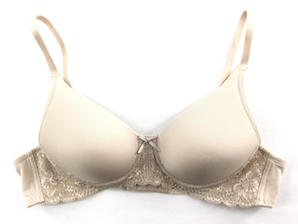 ブラジャー ノンワイヤー フルカップ プチバストさんの厚手シームレスカップ AA75 ライトベージュ拍卖