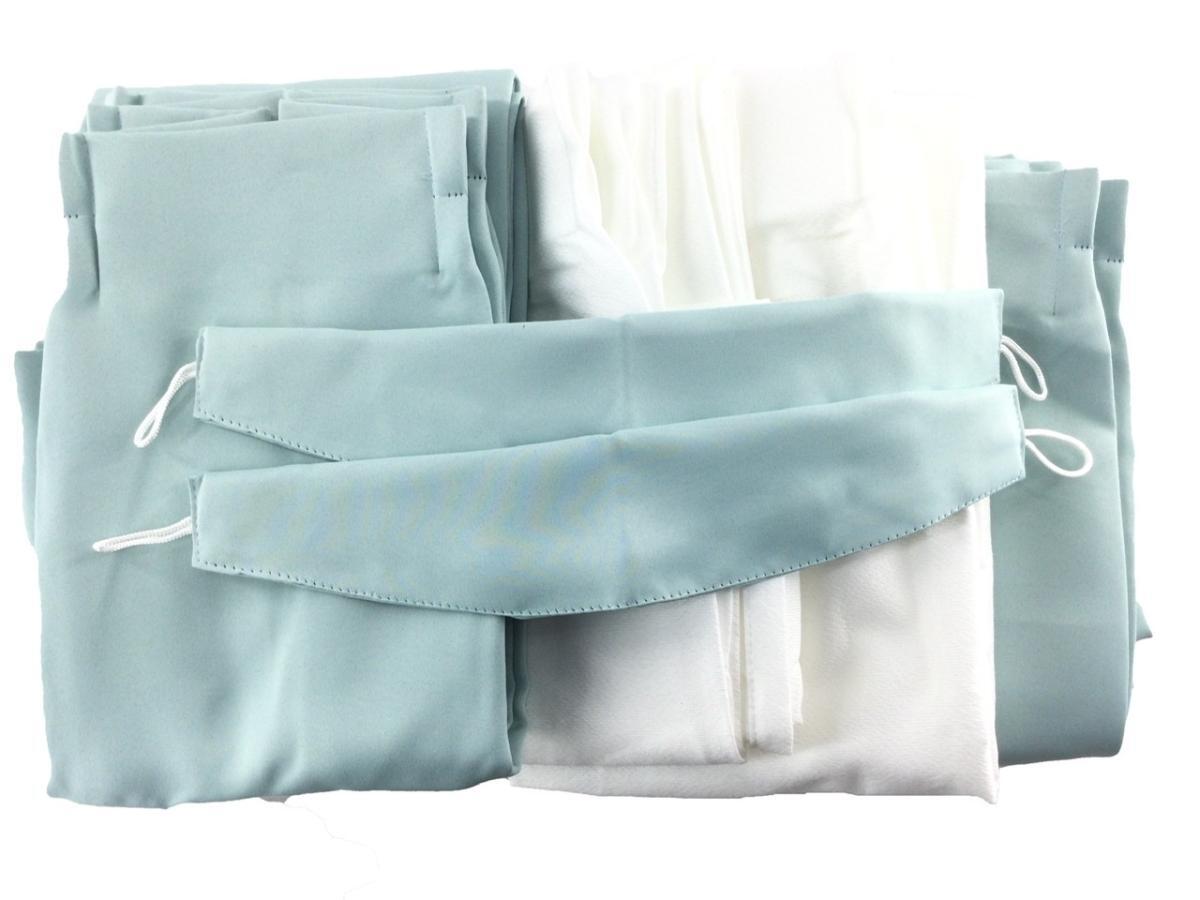 ドレープカーテン 1級遮光 形態安定 遮像 遮熱 & レースカーテン UVカット 花粉キャッチ ミラー 4枚組 幅100x200cm ライトブルー拍卖