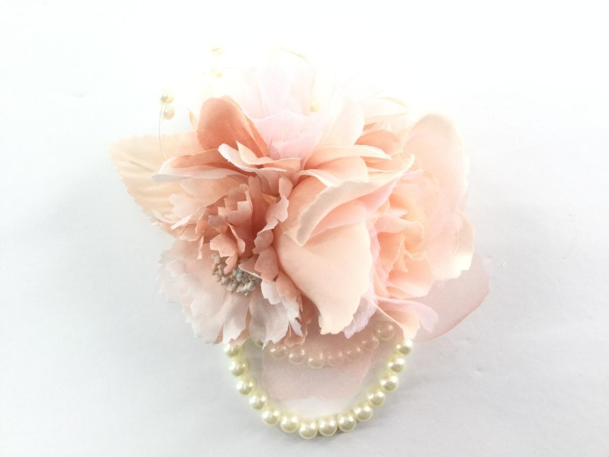 取り外し可能パール調チャーム付き3つ花 3WAYコサージュ クリップ付き 直径8cm ピンク拍卖