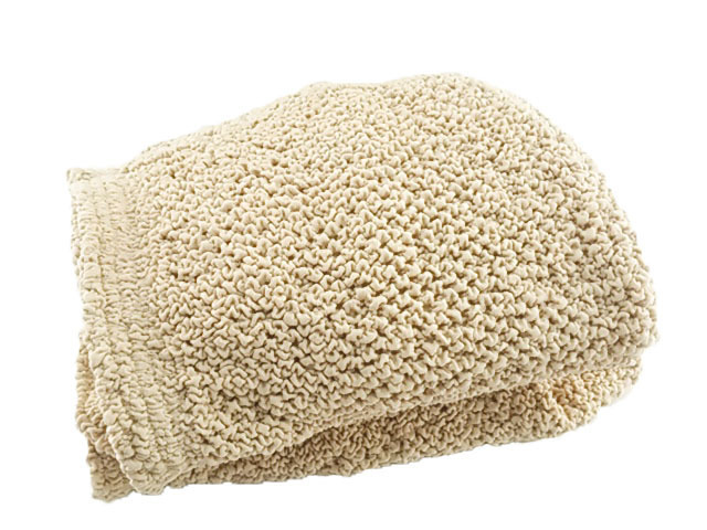 肘あり ソファーカバー 縦横超ストレッチ ポコポコ素材 綿混 ジャカード織り L 幅160~200cm アイボリー拍卖